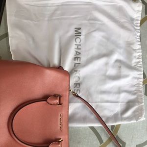 MICHAEL KORS Savannah Peach Leather Satchel Bag